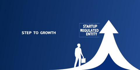 A person climbing an arrow representing startup growth and regulated entity