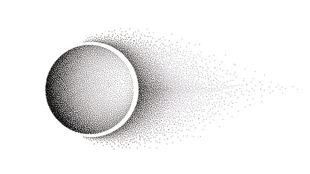 Dotwork tattoo of a sphere with particles isolated on a transparent background