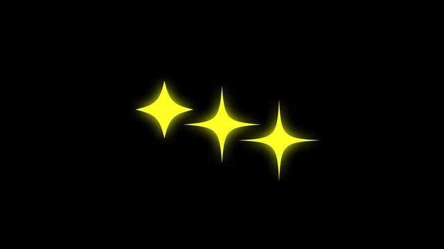Magical twinkling stars animation, fast glitter motion lines, yeello cartoon doodle sparkle, glowing festive overlay, seamless looping background, black background video. 4k loop animation