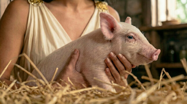 Circe tending enchanted pigs