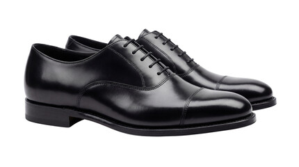 Classic black leather oxford dress shoes a symbol of timeless elegance for professional on transparent background