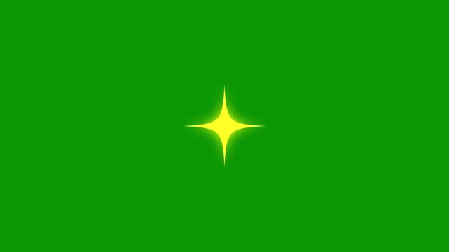 Shining sparkle starburst animation, white blinking cartoon stars, retro glitter motion graphics, festive holiday overlay, seamless loop effect, green background screen. 4k loop animation