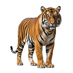 Obraz premium A tiger standing on a transparent background with a fierce expression