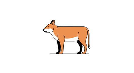 Simple illustration of a standing cat with orange fur and black legs.