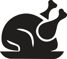 Simple roasted chicken or turkey dinner icon © muhammad