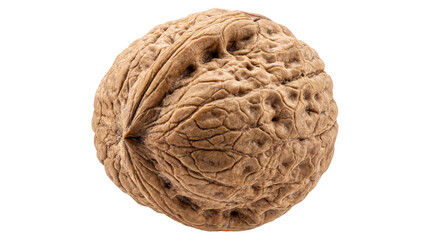 A single textured walnut for culinary health or organic food on transparent background