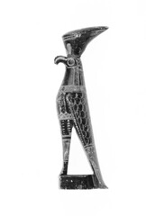 Egyptian bird god figurine isolated on white background