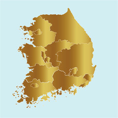 Abstract South Korea Silhouette Detailed Map