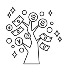 金のなる木のイラスト　線画のみ