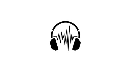 Obraz premium Audio Headphones with Sound Wave Icon