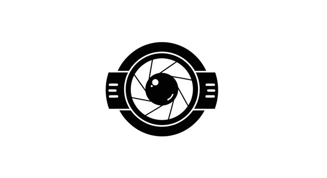 Camera lens aperture logo icon for photography and video production