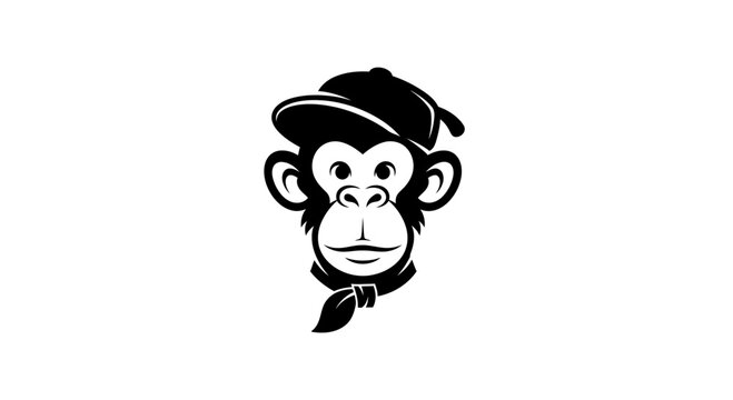 Cool Monkey Head Illustration with Cap and Bandana - Graphic Primate Character
