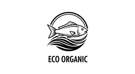 Obraz premium Eco Organic Fish Logo Design for Sustainable Seafood and Natural Products