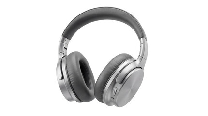Sleek silver over ear headphones with plush earcups perfect for music lovers and tech on transparent background