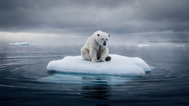 Polar Bear on Shrinking Ice Floe