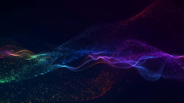 Colorful Wave Motion Enhances Visuals. Dynamic Multicolored Waves Create Captivating Scenery