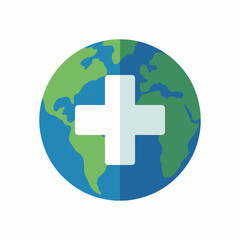 Fototapeta premium Global health concept with white cross on earth globe for medical care and wellness