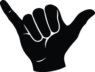 Obraz premium Black hand gesture sign isolated on white background symbolizing rock on or hang loose in a simple graphic design