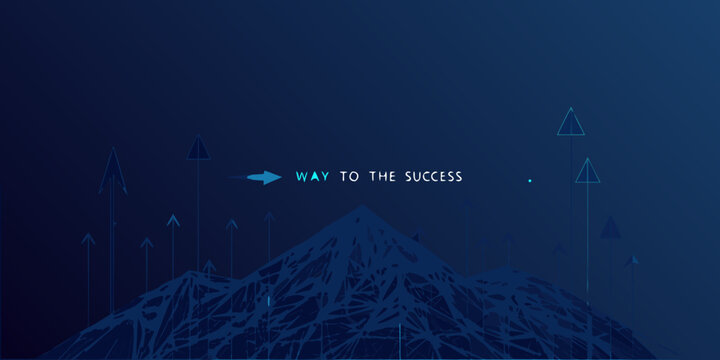 Abstract blue background depicting a path to success with geometric shapes