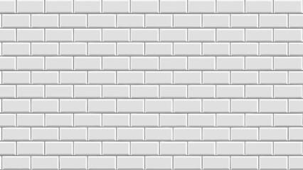 Obraz premium Seamless pattern of white rectangular subway tiles with light grout