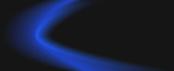 Abstract blue glowing neon wave with grainy texture background
