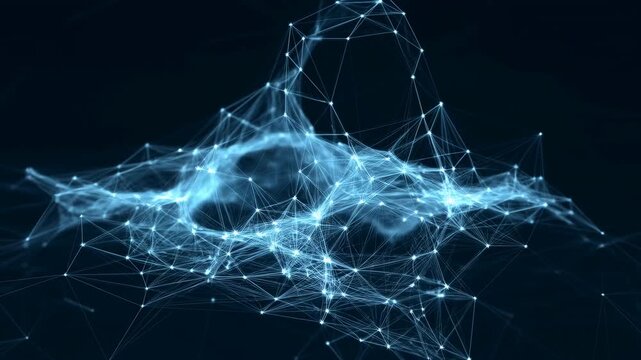 Vivid Interconnected System Of Luminous Points Connected By Delicate Lines For Presentations