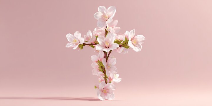 Cross made of flowers
