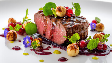red deer loin with bilberry sauce gourmet dish