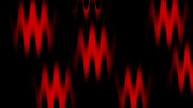 Abstract red glowing waves pattern on black background