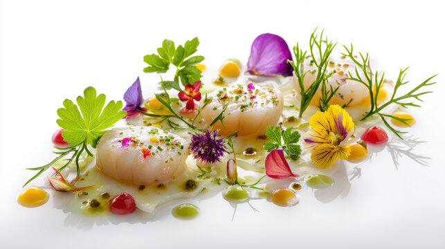 transparent japanese hotate scallop carpaccio dish