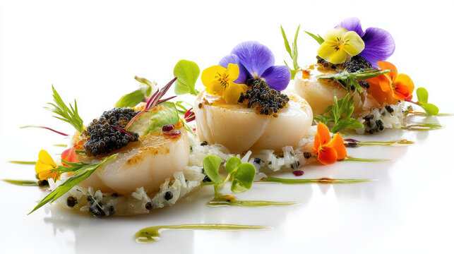 transparent japanese hotate scallop carpaccio dish