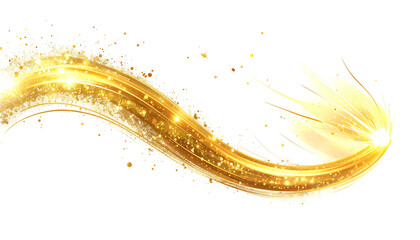 A glowing golden trail with swirling lines and a radiant starburst on a dark background