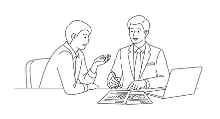 Two Men Discussing Documents.