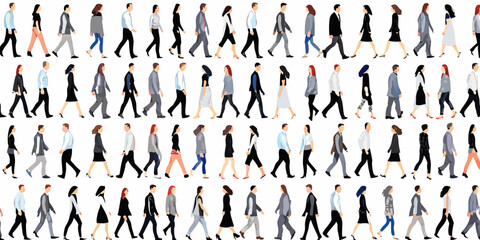 A diverse group of people walking in a bustling city environment © Ranajit