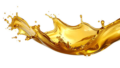 Golden liquid, splash, crown formation, dynamic, isolated on black