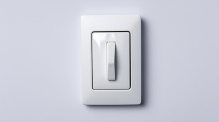 Fototapeta premium Standard white light switch on gray background, electrical device