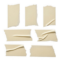 Various crumpled paper pieces in different shapes and sizes isolated on transparent background