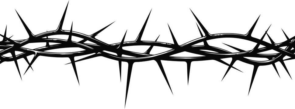 Black crown of thorns graphic on white background vector