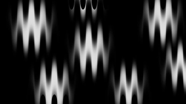 Abstract white glowing waves pattern on black background