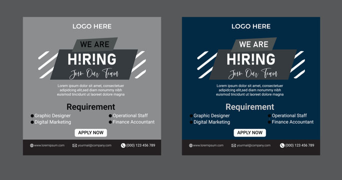 we are hiring social media post web banner template vector design
