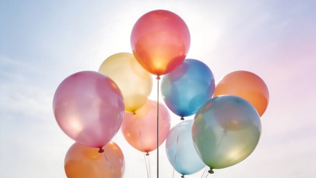 Colorful balloons floating in sky