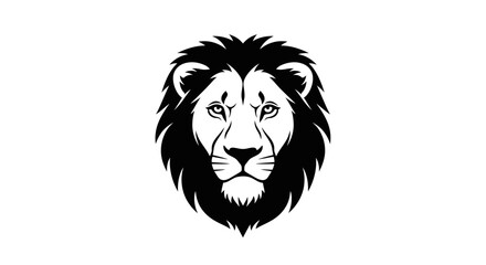 Fototapeta premium Bold lion head silhouette against white background graphic design