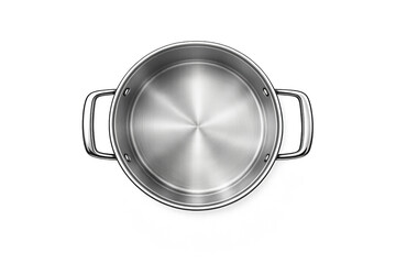 Top view of a clean, empty stainless steel cooking pot with brushed metal finish