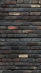 Obraz premium Urban Vintage Brick Wall Texture Backdrop, Gritty City Design with Dark Old Bricks, Seamless Surface