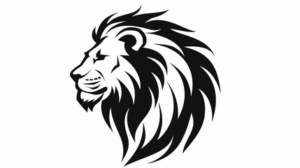 Fototapeta premium Bold black and white lion head silhouette for business and design