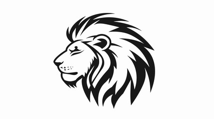 Obraz premium Elegant black and white lion head illustration on a clean white background