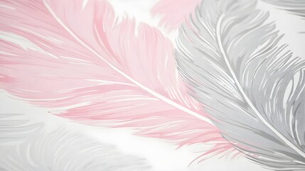 Fototapeta premium Close up of pink and grey feathers on white background