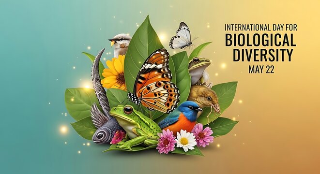 Celebrating international day for biological diversity with vibrant nature imagery
