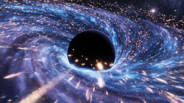 Cosmic vortex with glowing accretion disk and distant stars, deep space phenomenon