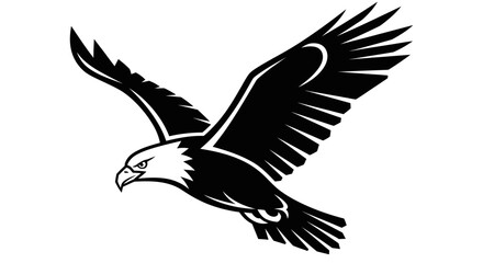 Fototapeta premium Soaring eagle graphic illustration vector design black and white on white